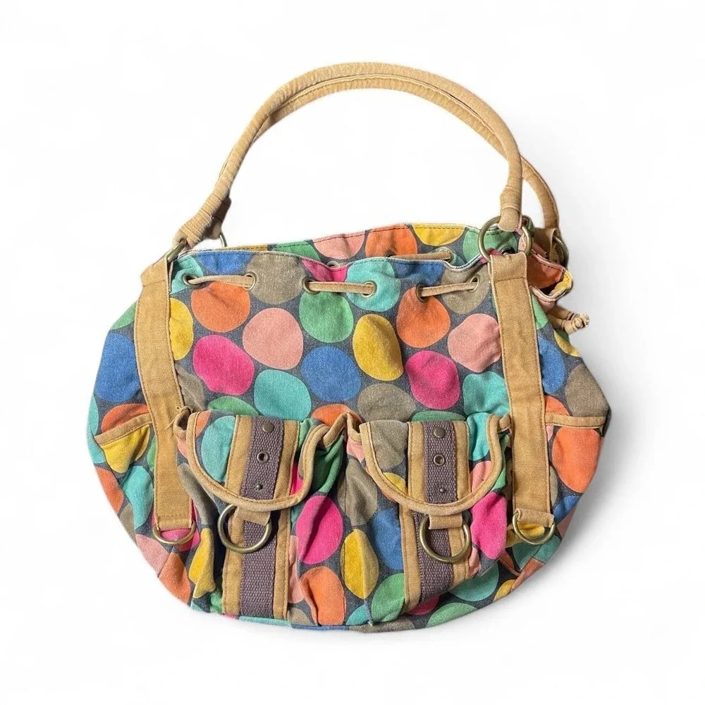 Vintage Y2K Polka Dot Shoulder Bag Purse MULTICOLOR Boho Hippie 90s Style